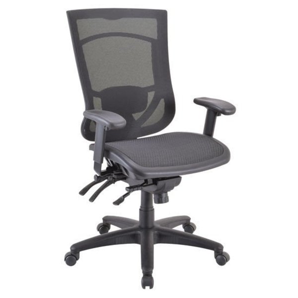 Officesource CoolMesh Pro All Mesh, Multi-Function, High Back Chair with Adjustable Arms and Black Frame 8014ASNSMBK